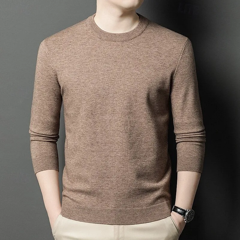 100% Wool Solid Color Sweater Pullover