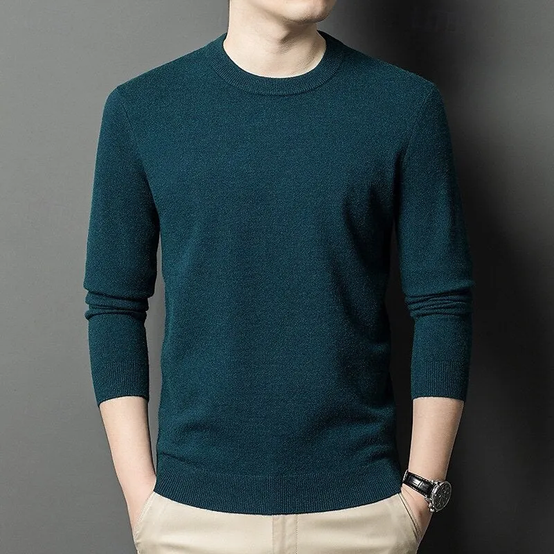 100% Wool Solid Color Sweater Pullover