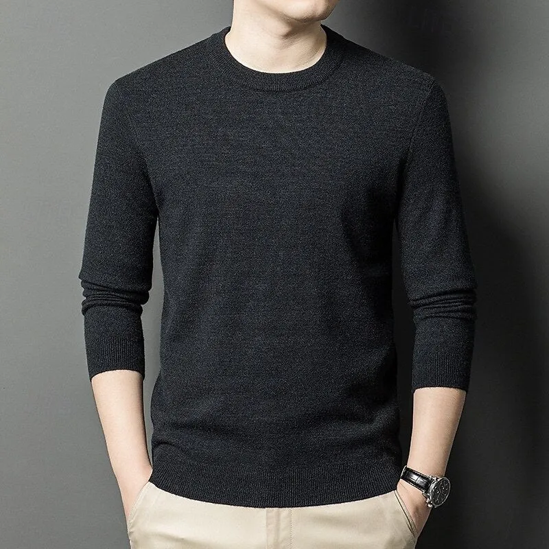 100% Wool Solid Color Sweater Pullover