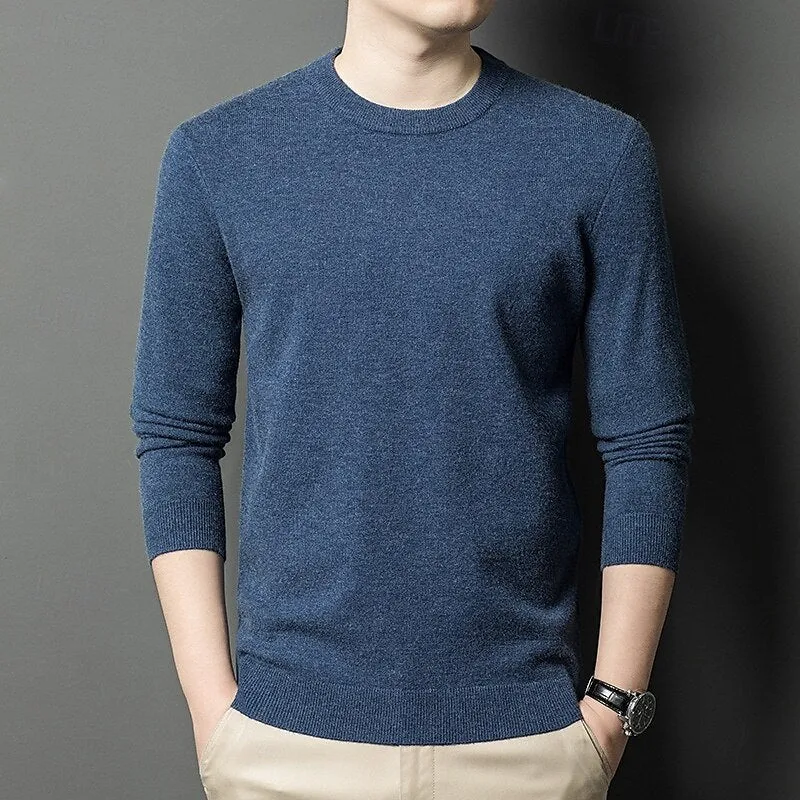 100% Wool Solid Color Sweater Pullover