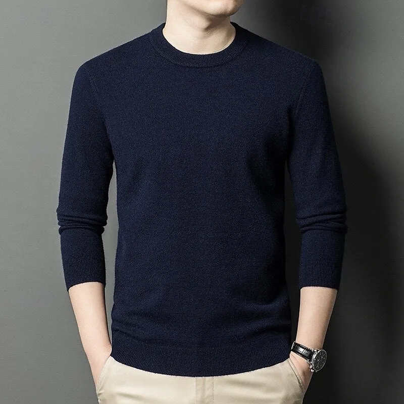 100% Wool Solid Color Sweater Pullover