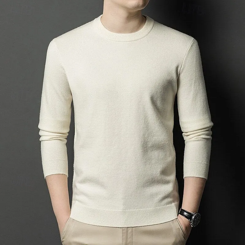 100% Wool Solid Color Sweater Pullover