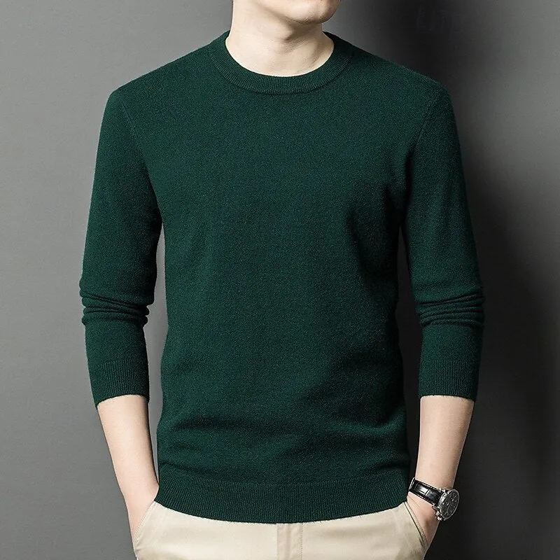 100% Wool Solid Color Sweater Pullover