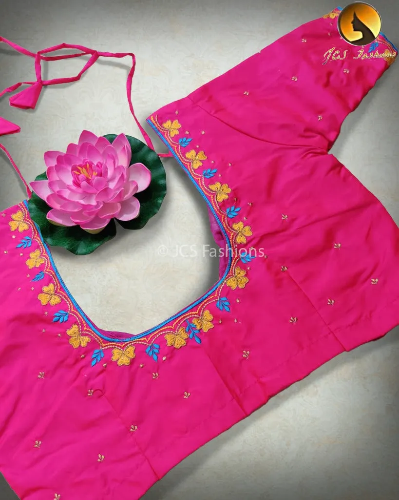 Aari embroidered work butter silk blouses for women