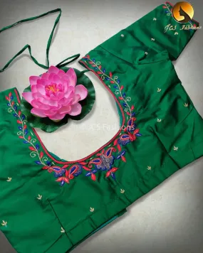 Aari embroidered work butter silk blouses for women