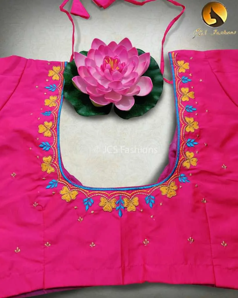 Aari embroidered work butter silk blouses for women