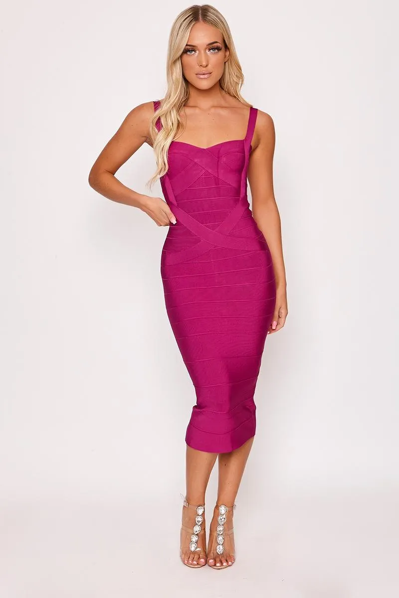 Amber - Violet Bandage Midi Dress