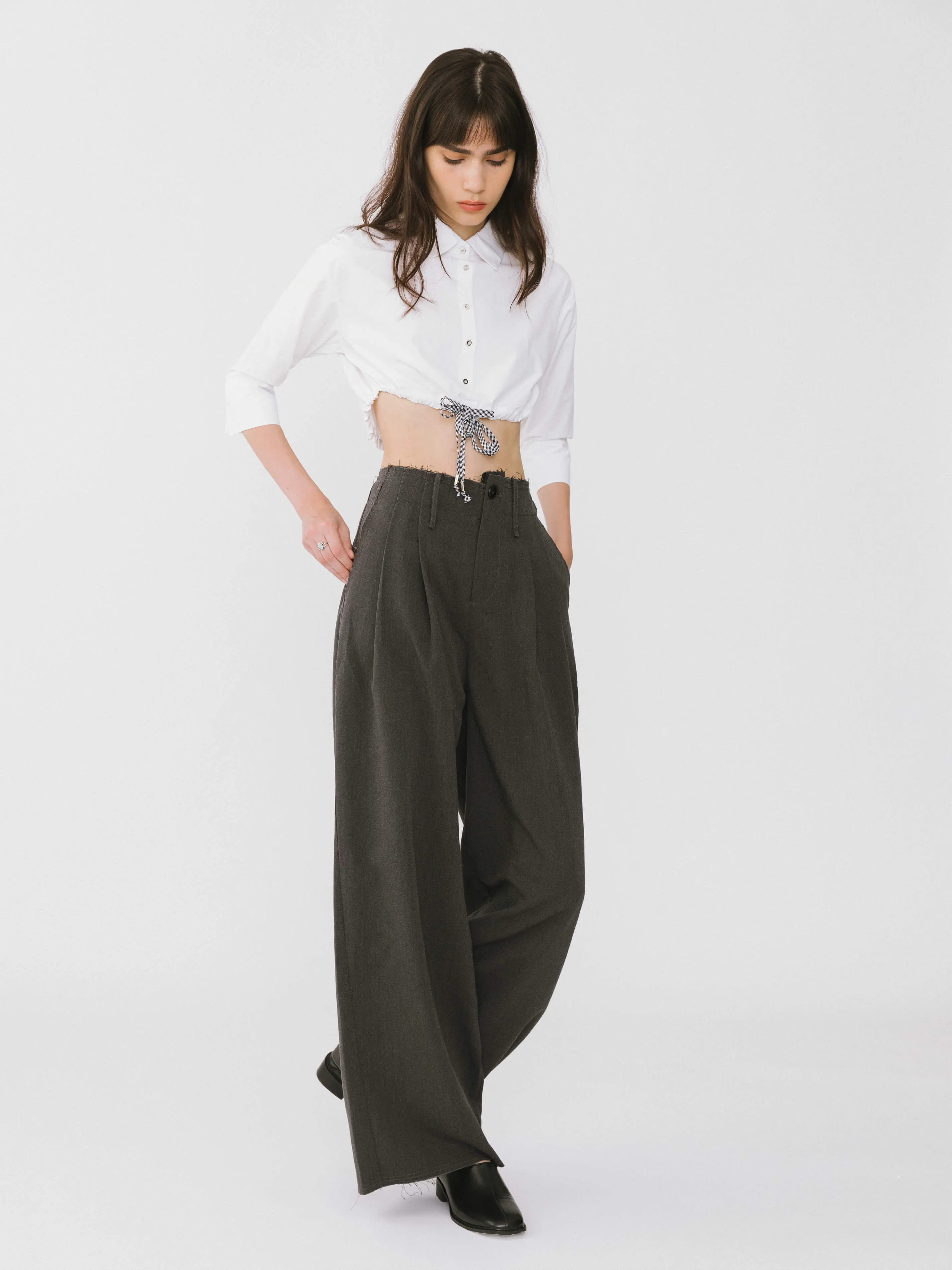 Asymmetric Waistband Tailored Trousers