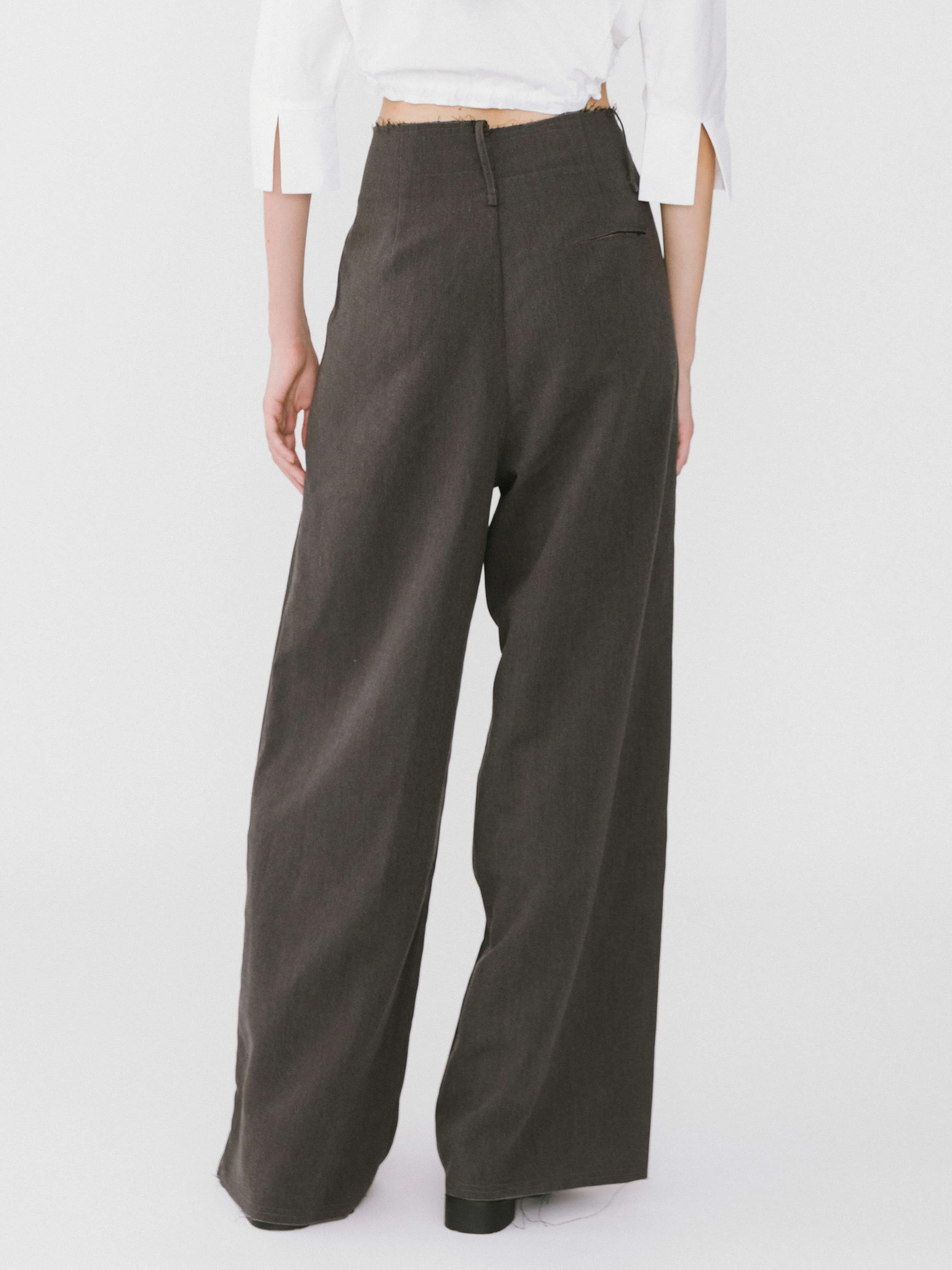 Asymmetric Waistband Tailored Trousers