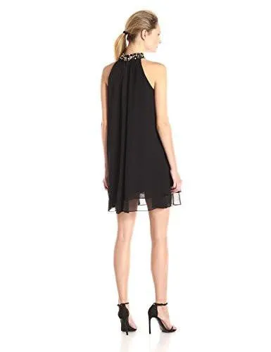 Beaded Halter Neck Dress, Black, 6