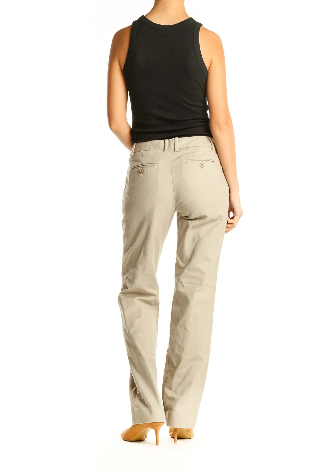 Beige Straigt Leg Pants