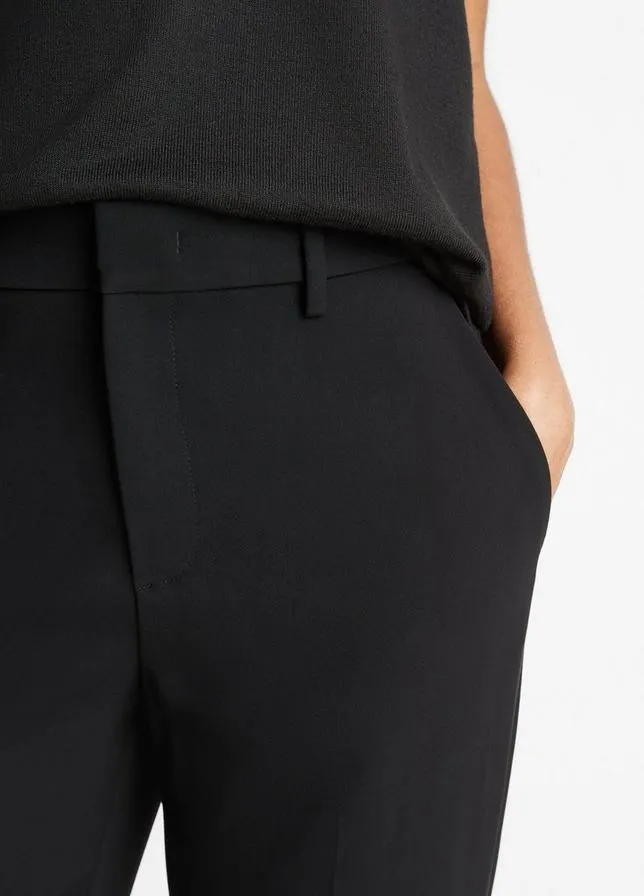 BLACK CREPE TAILORED STRAIGHT LEG PANT