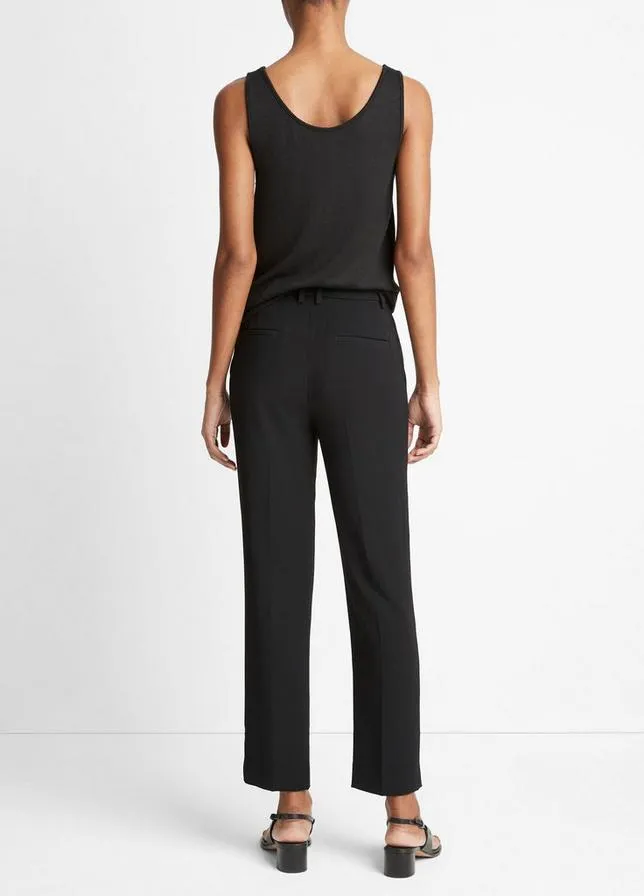 BLACK CREPE TAILORED STRAIGHT LEG PANT