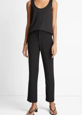 BLACK CREPE TAILORED STRAIGHT LEG PANT