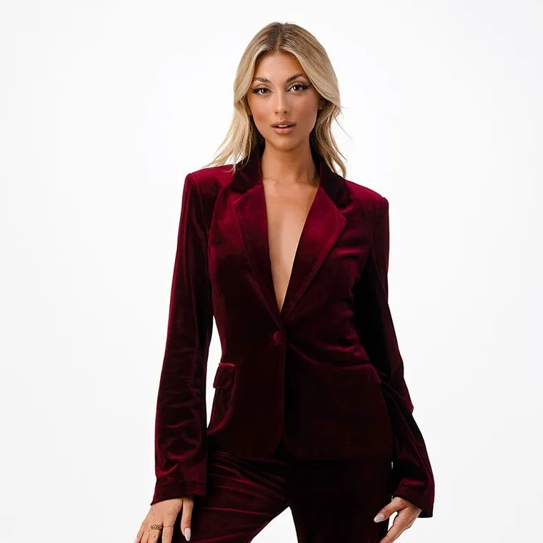 Burgundy Velvet Blazer