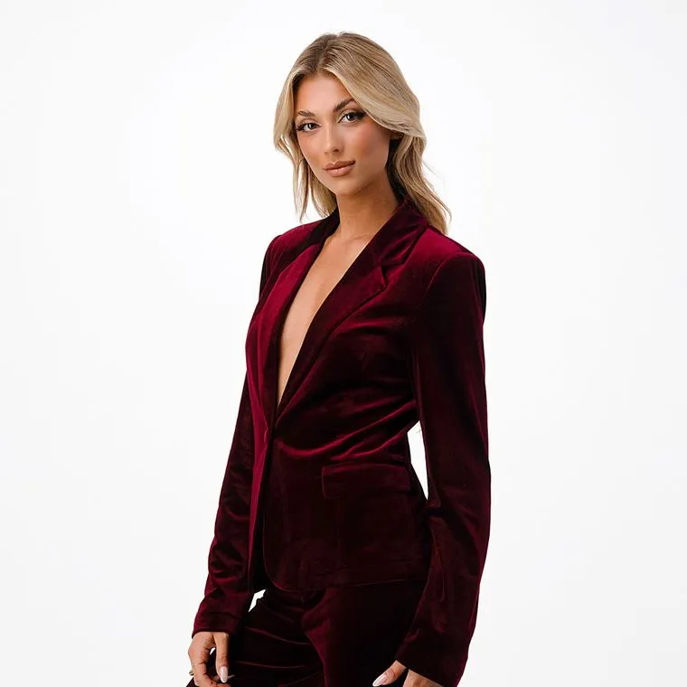 Burgundy Velvet Blazer