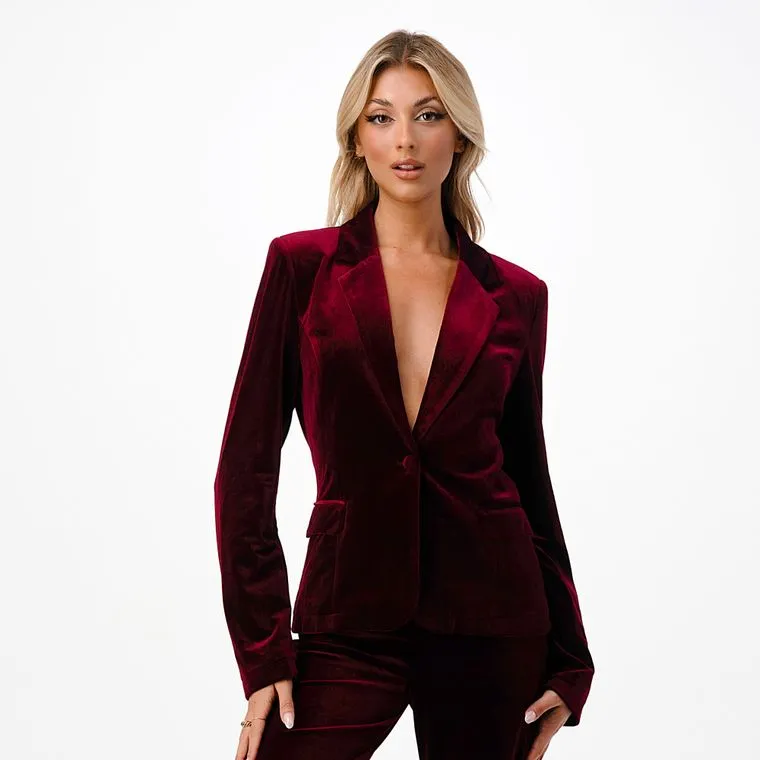 Burgundy Velvet Blazer