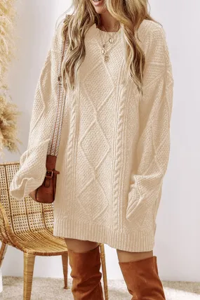 Cable Knit Loose Fit Oversized Sweater Dress