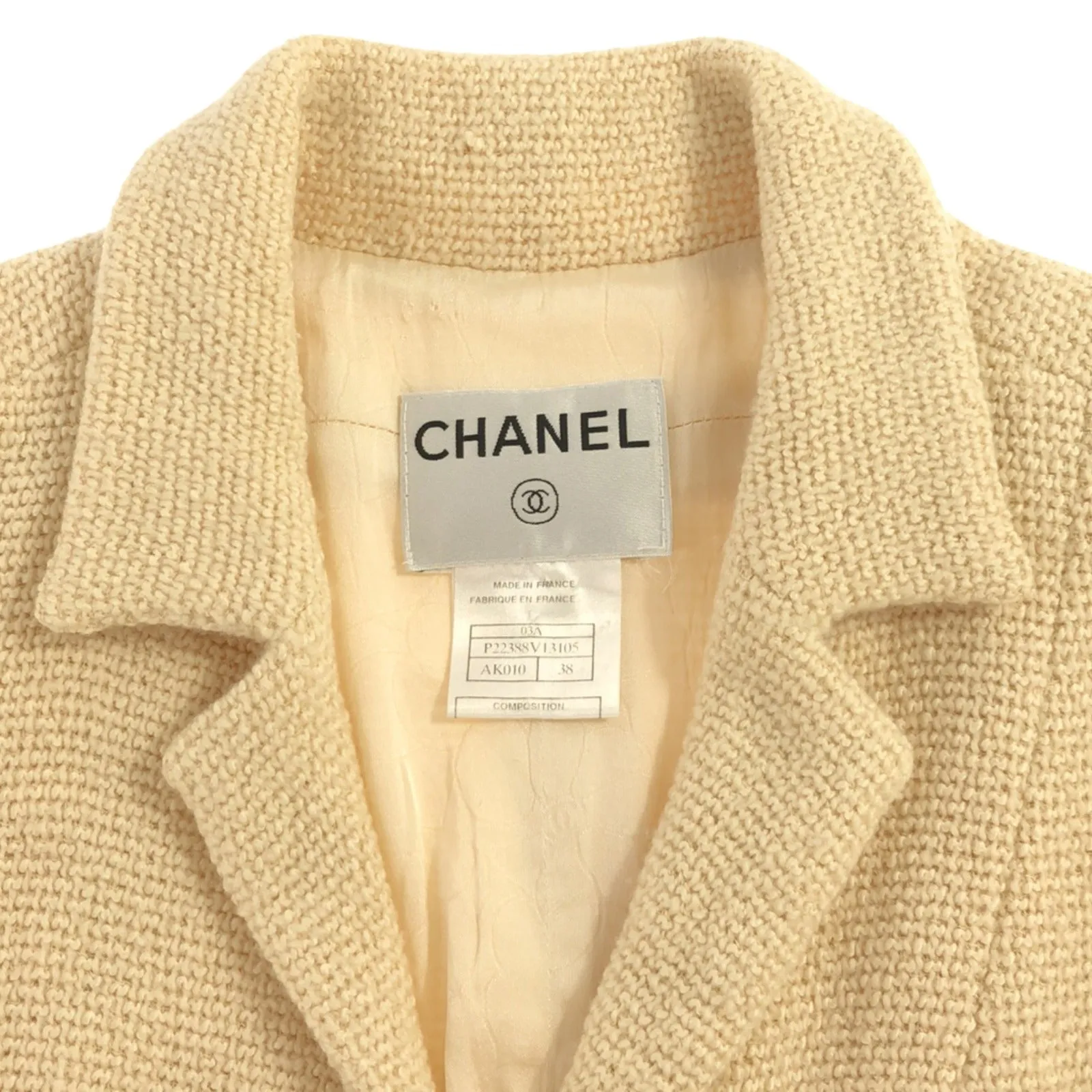 Chanel Wool Coat Beige Outerwear