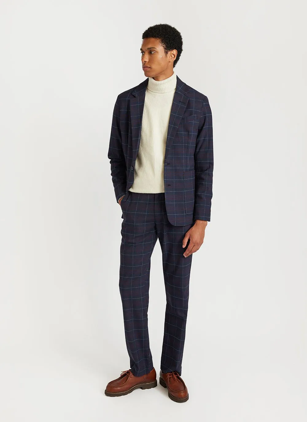 Check Tailored Blazer | Navy