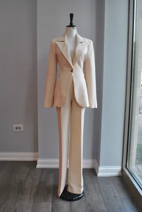 CLEARANCE - BEIGE SUIT WITH A SIDE CUT OUT AND CHAINS