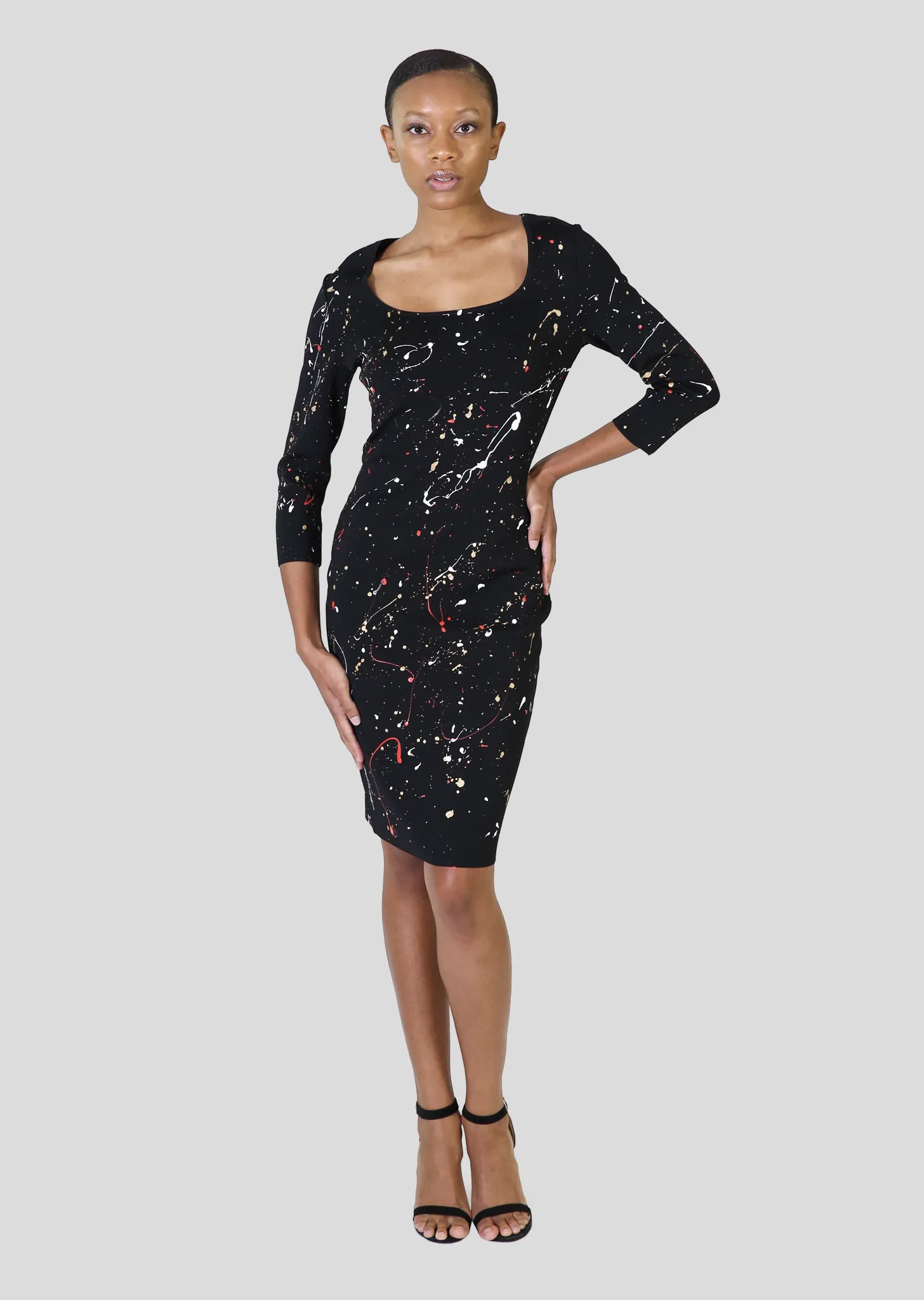 Collette - One of a Kind, Long Sleeve Paint Splatter Dress