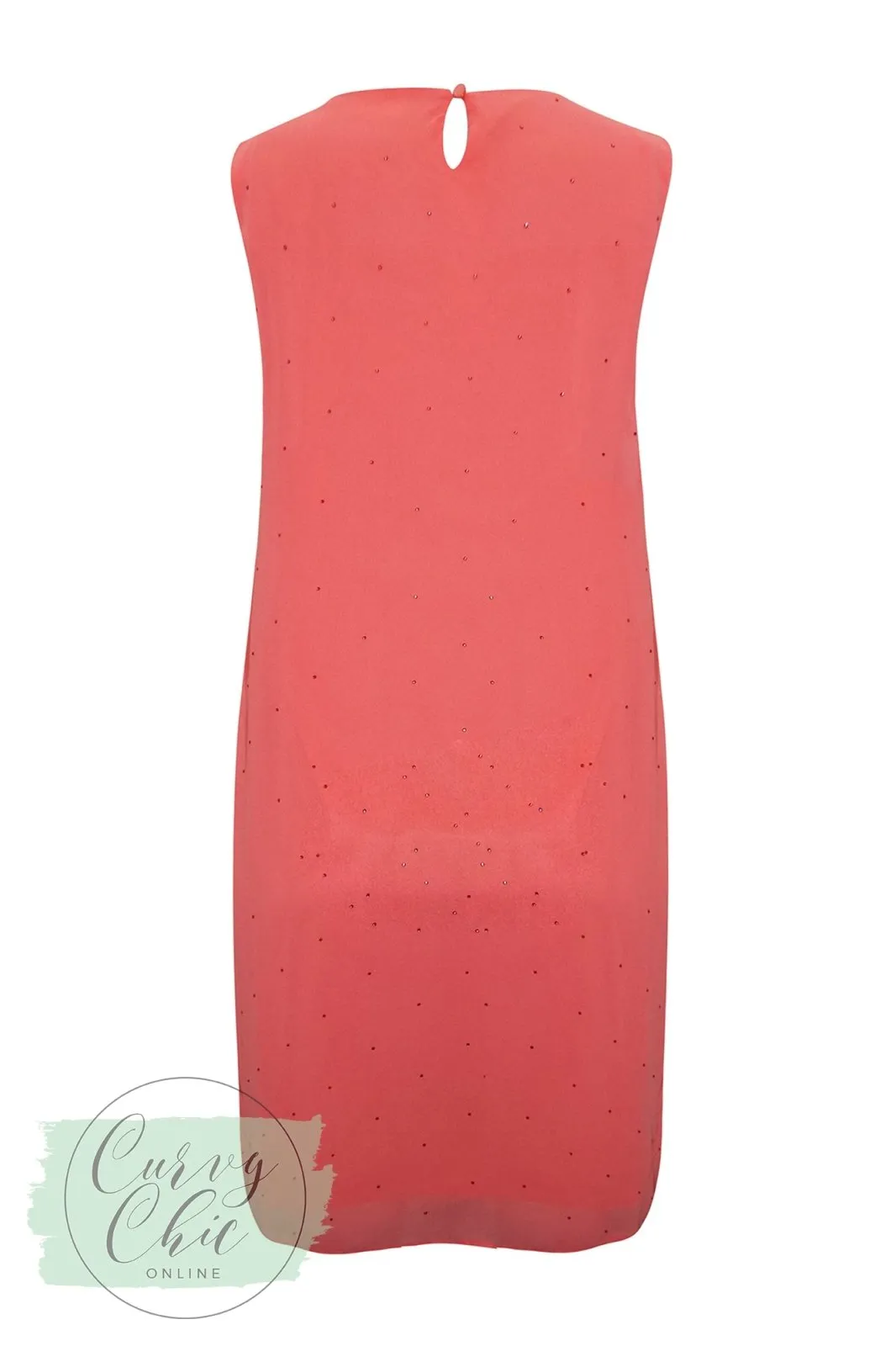 Coral Plus Size Shift Dress with Sequin Detail