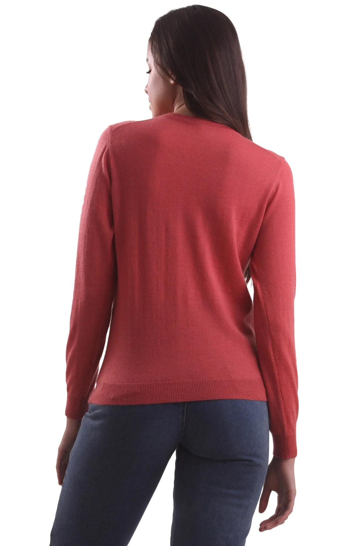 Coral V-Neck Sweater