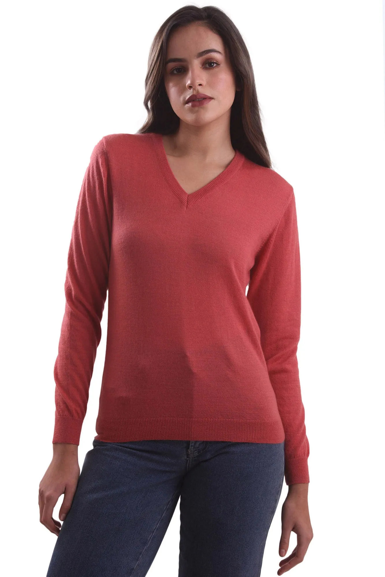 Coral V-Neck Sweater