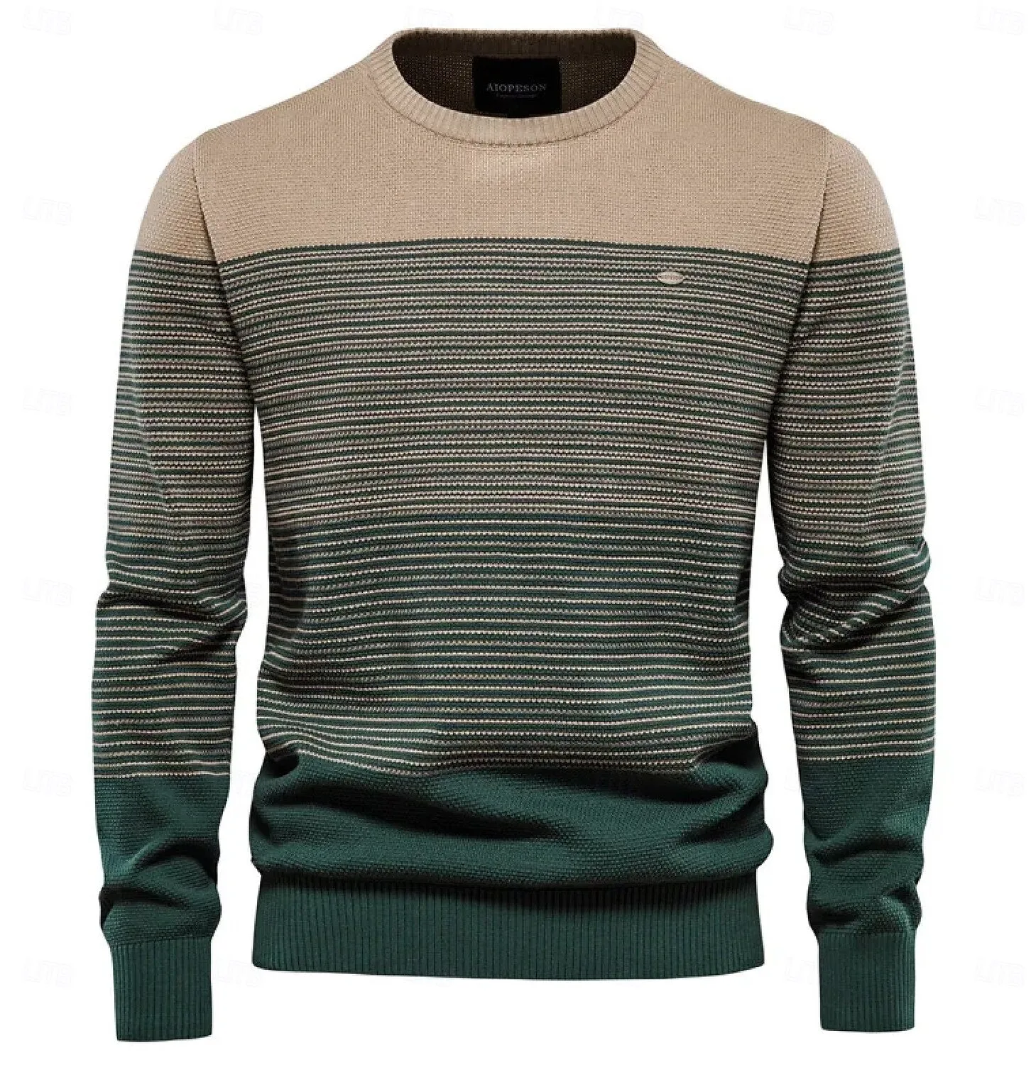 Cotton Crew Neck Gradient Pullover Sweater