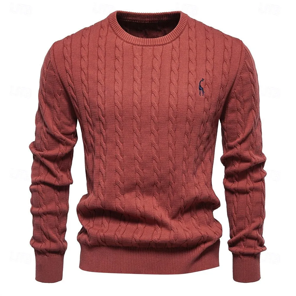 Cotton  Crew Neck Pullover Sweater