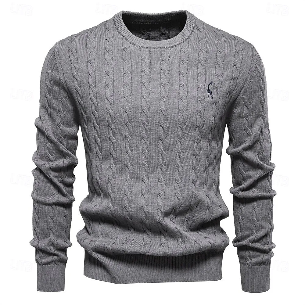 Cotton  Crew Neck Pullover Sweater