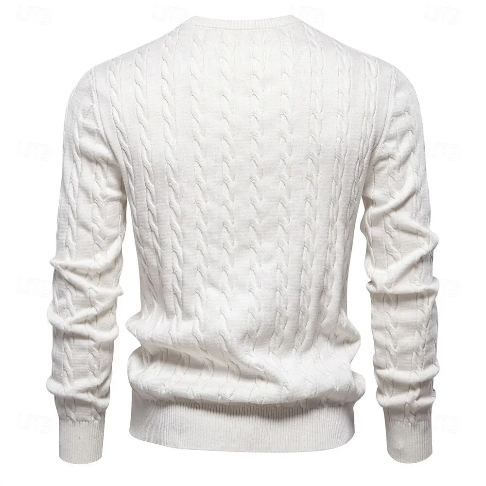 Cotton  Crew Neck Pullover Sweater