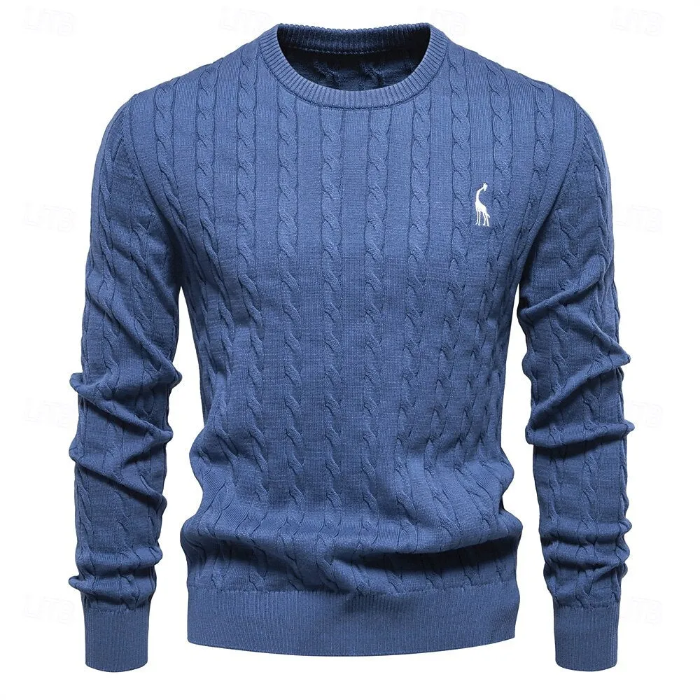 Cotton  Crew Neck Pullover Sweater