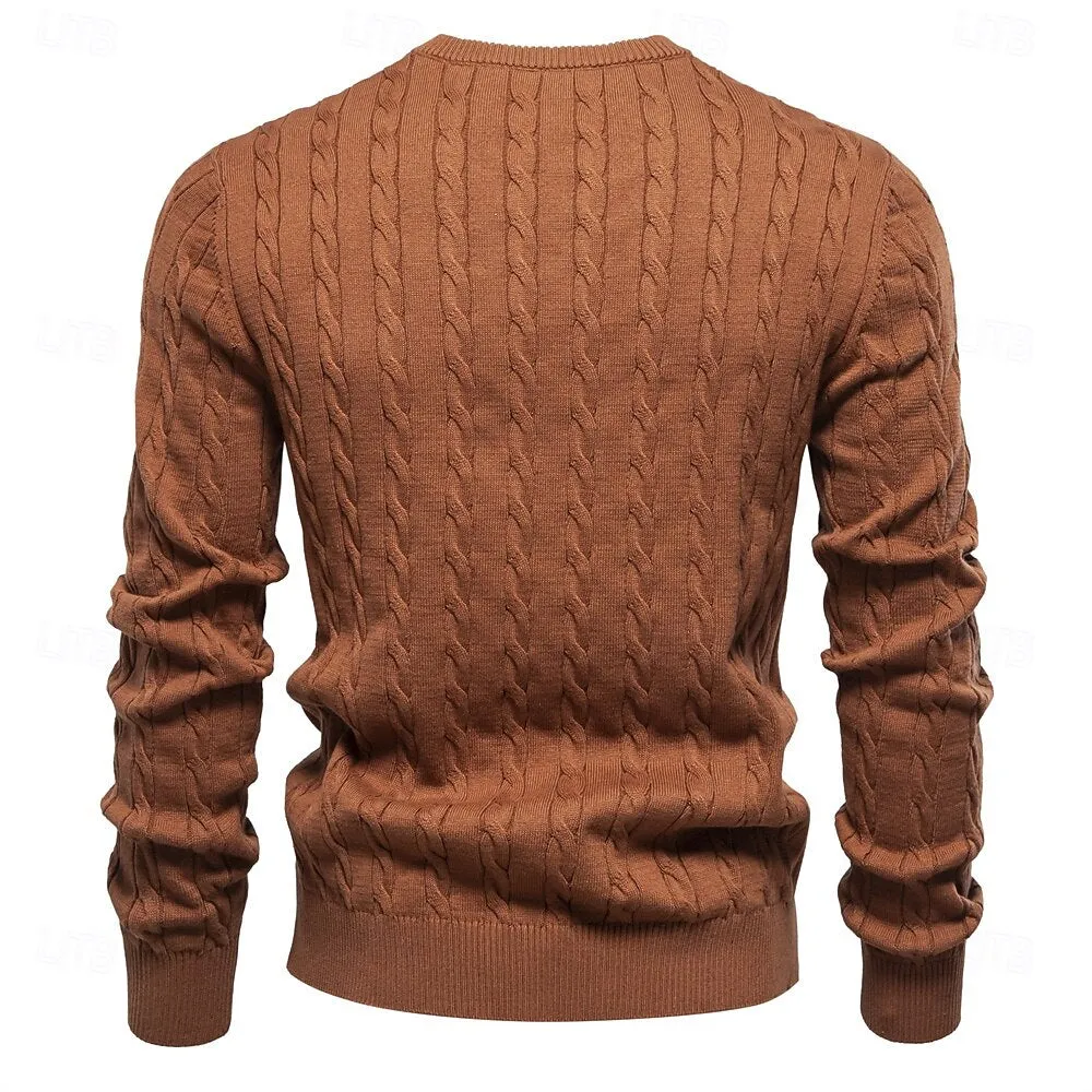 Cotton  Crew Neck Pullover Sweater