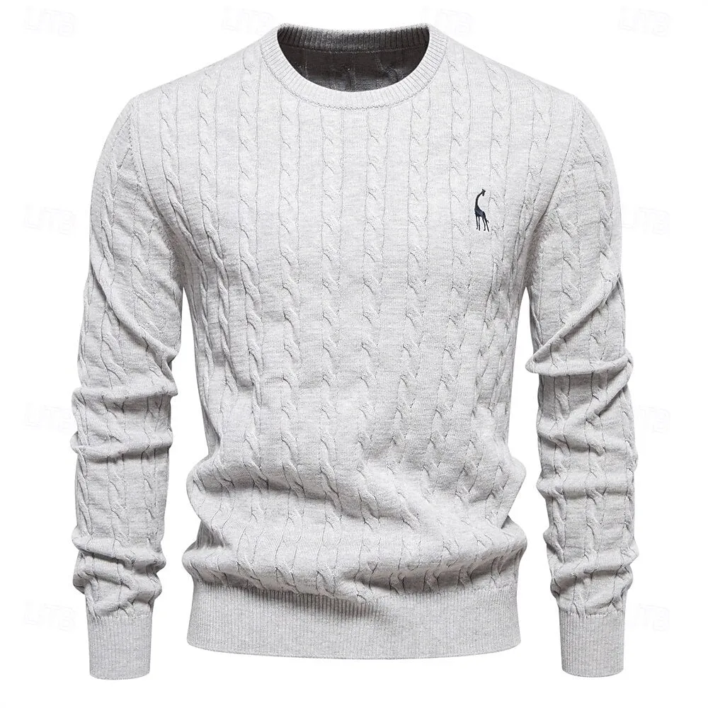 Cotton  Crew Neck Pullover Sweater