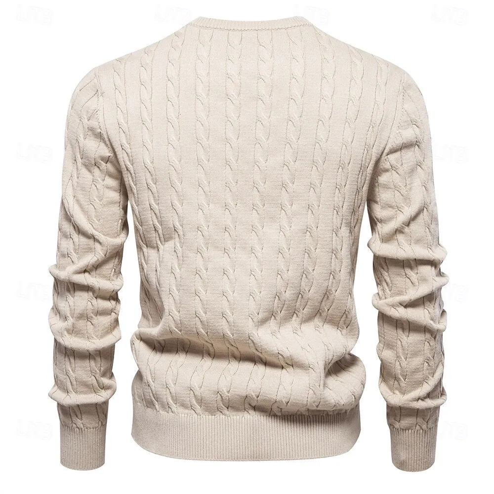 Cotton  Crew Neck Pullover Sweater