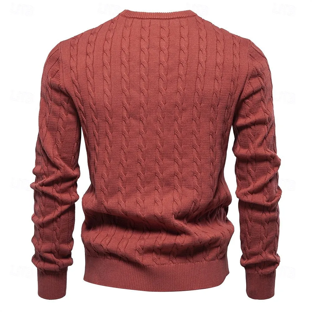 Cotton  Crew Neck Pullover Sweater