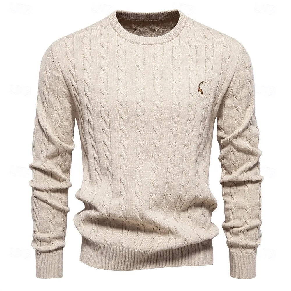 Cotton  Crew Neck Pullover Sweater