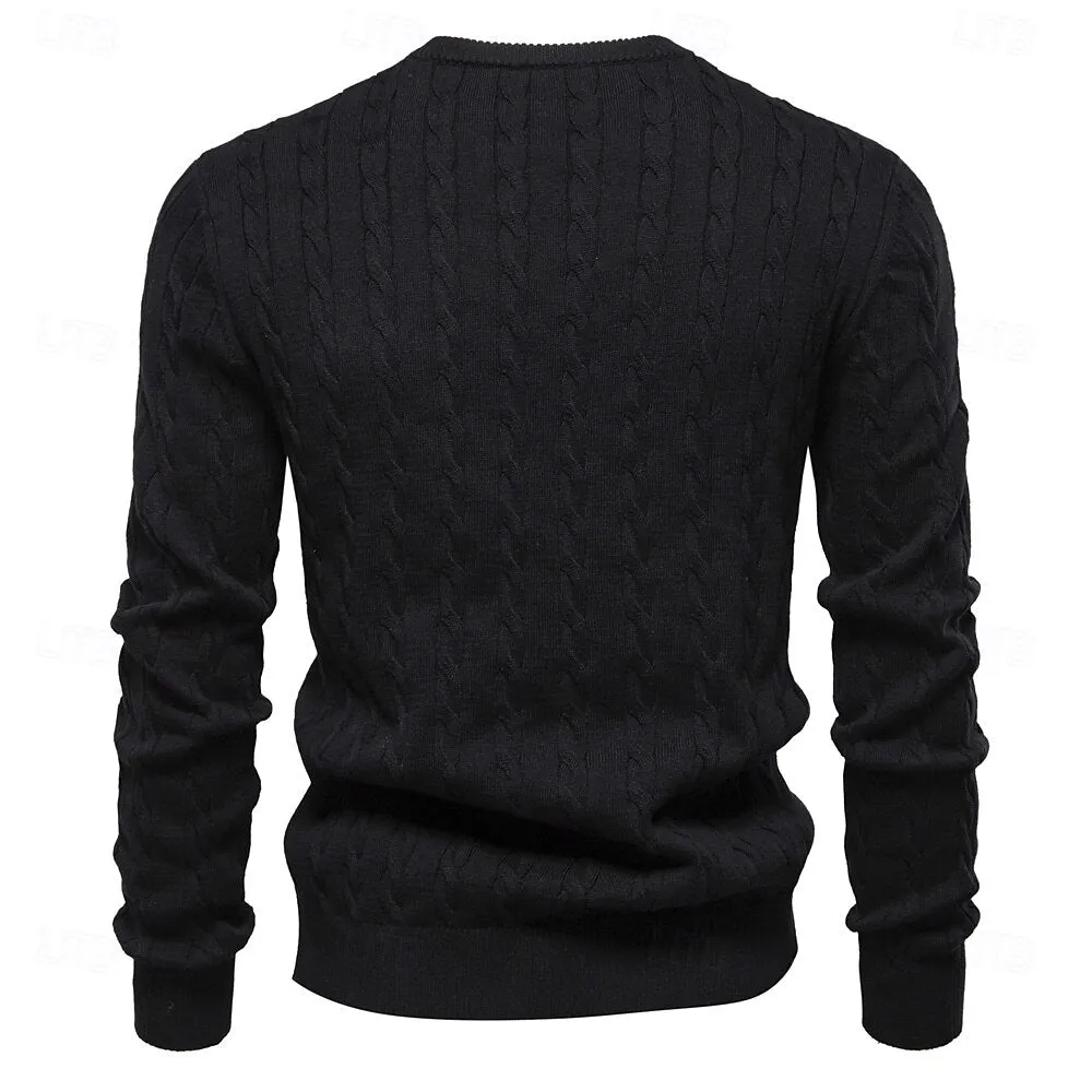 Cotton  Crew Neck Pullover Sweater