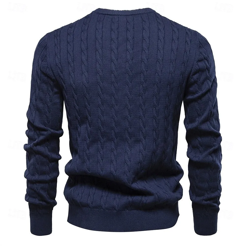 Cotton  Crew Neck Pullover Sweater