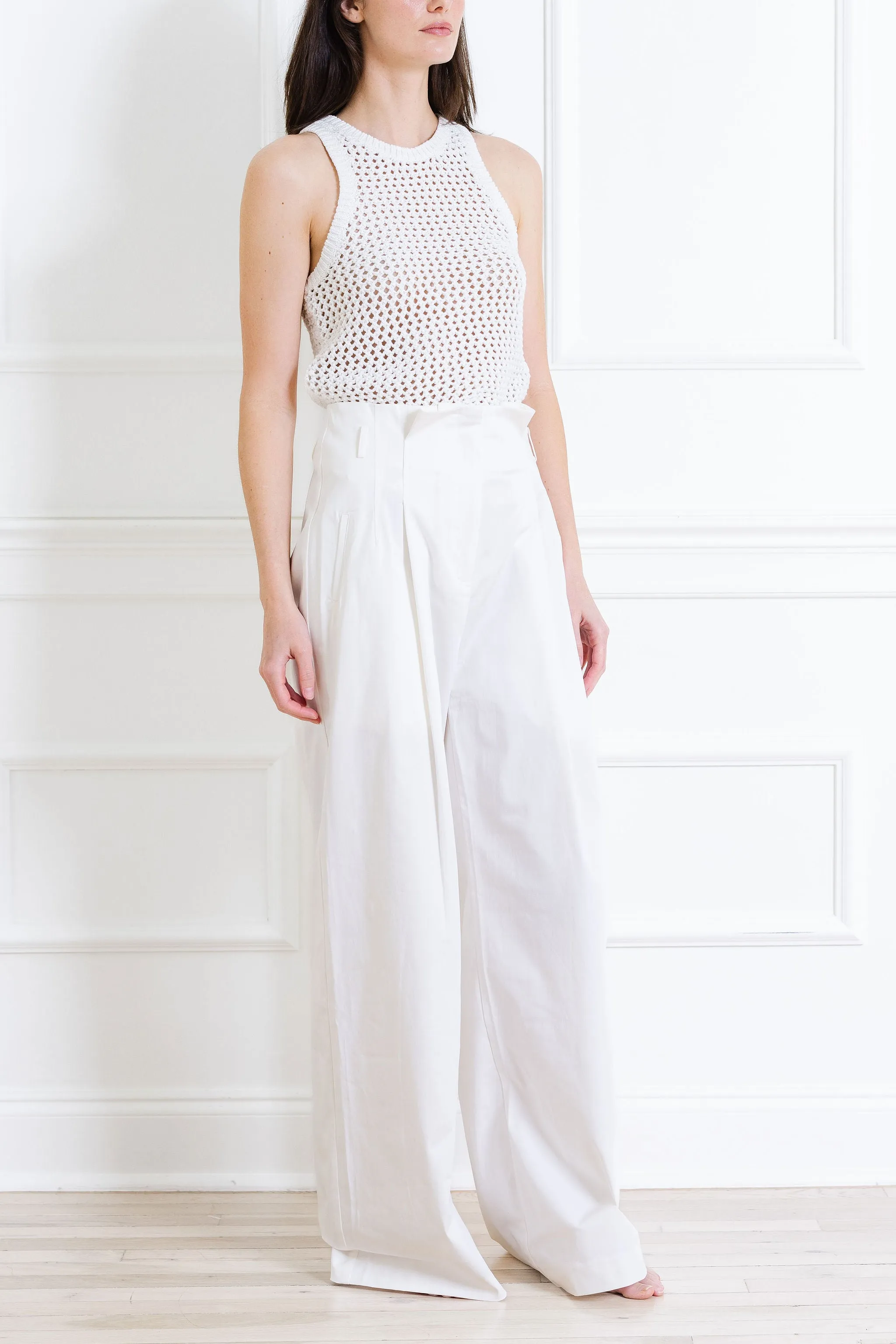 Cotton Paperbag Waist Trousers