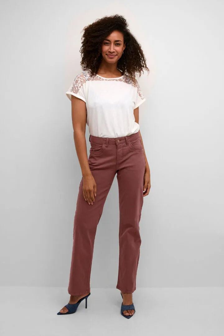 Cream Ann Straight Leg Twill - Coco Fit