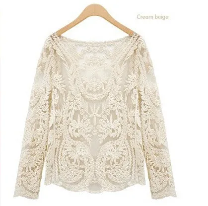 Crochet Hollow Out Lace Blouses