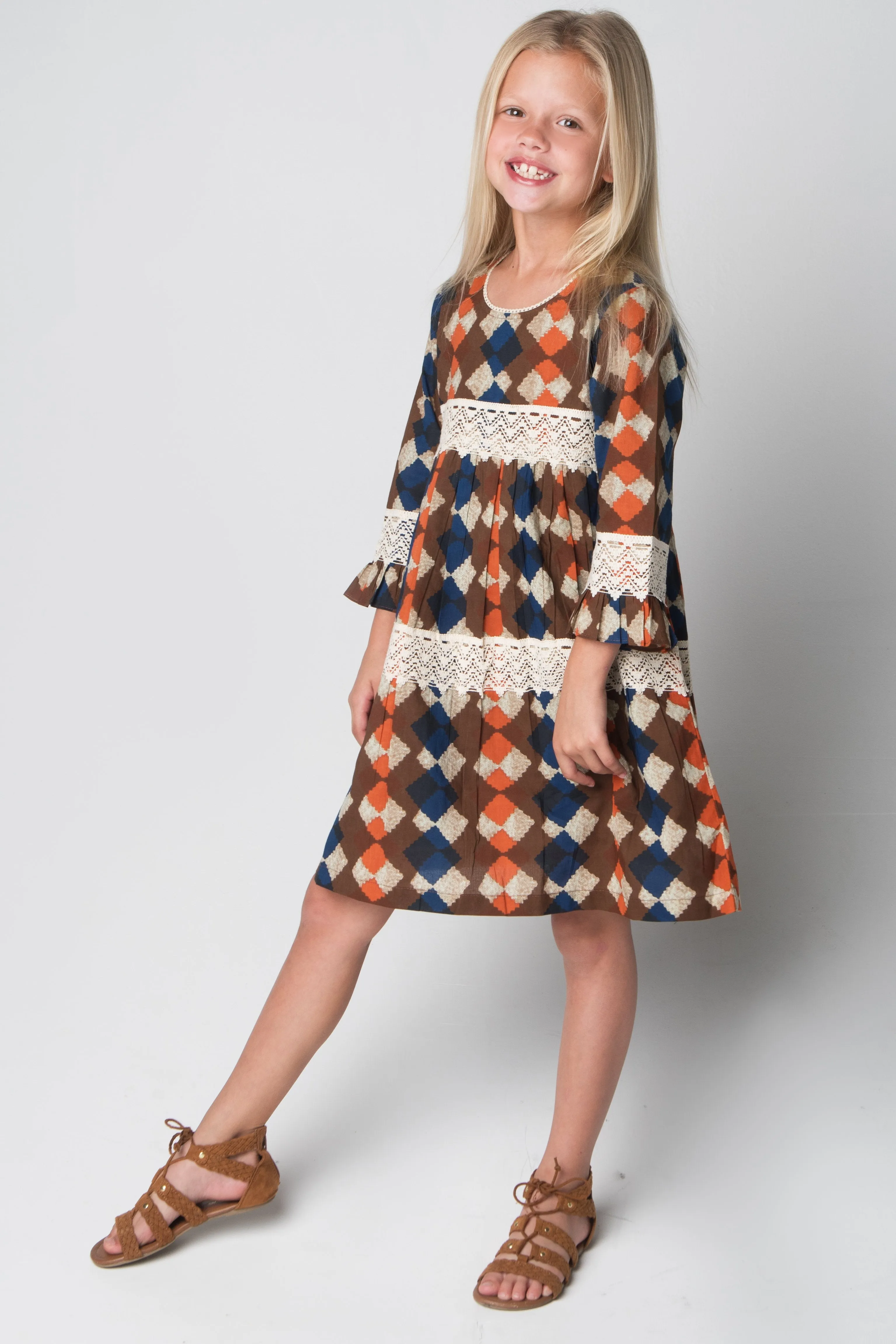 Diamond Pattern Laced Shift Dress