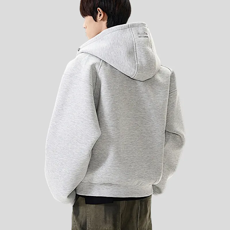 Double knit structured zip front hoodie