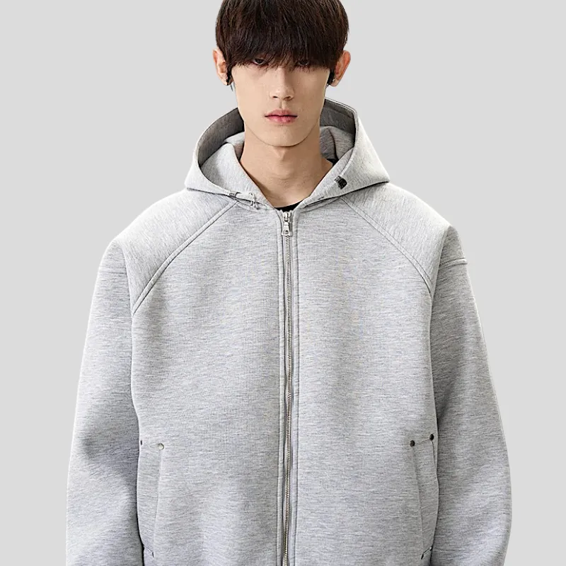 Double knit structured zip front hoodie