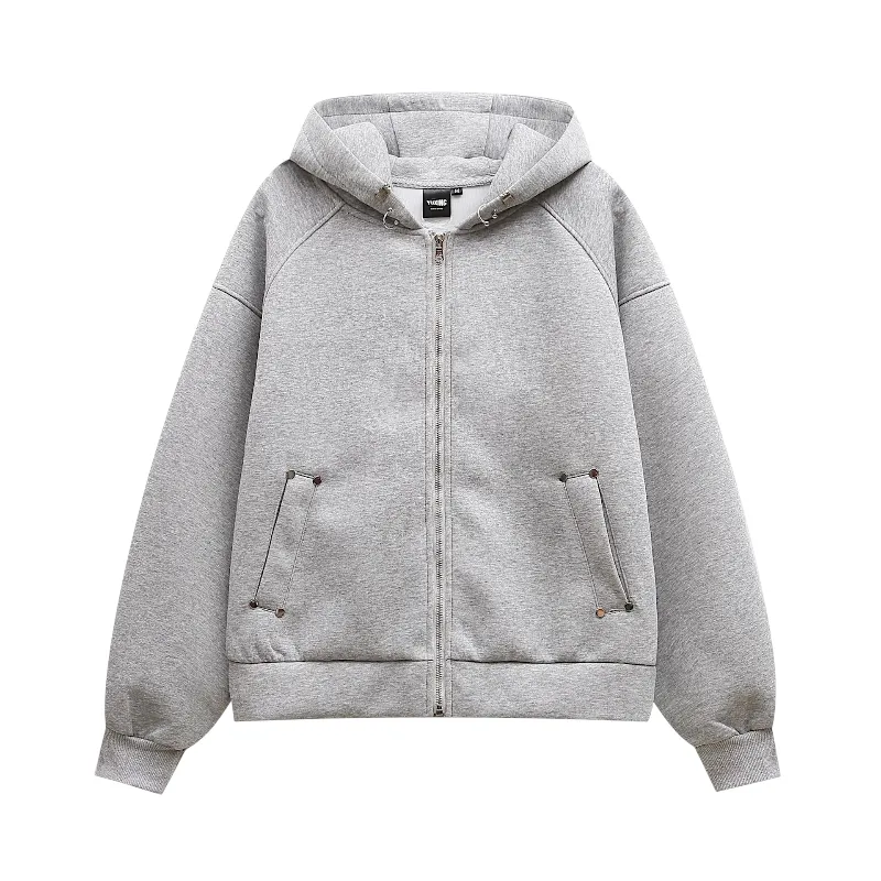 Double knit structured zip front hoodie