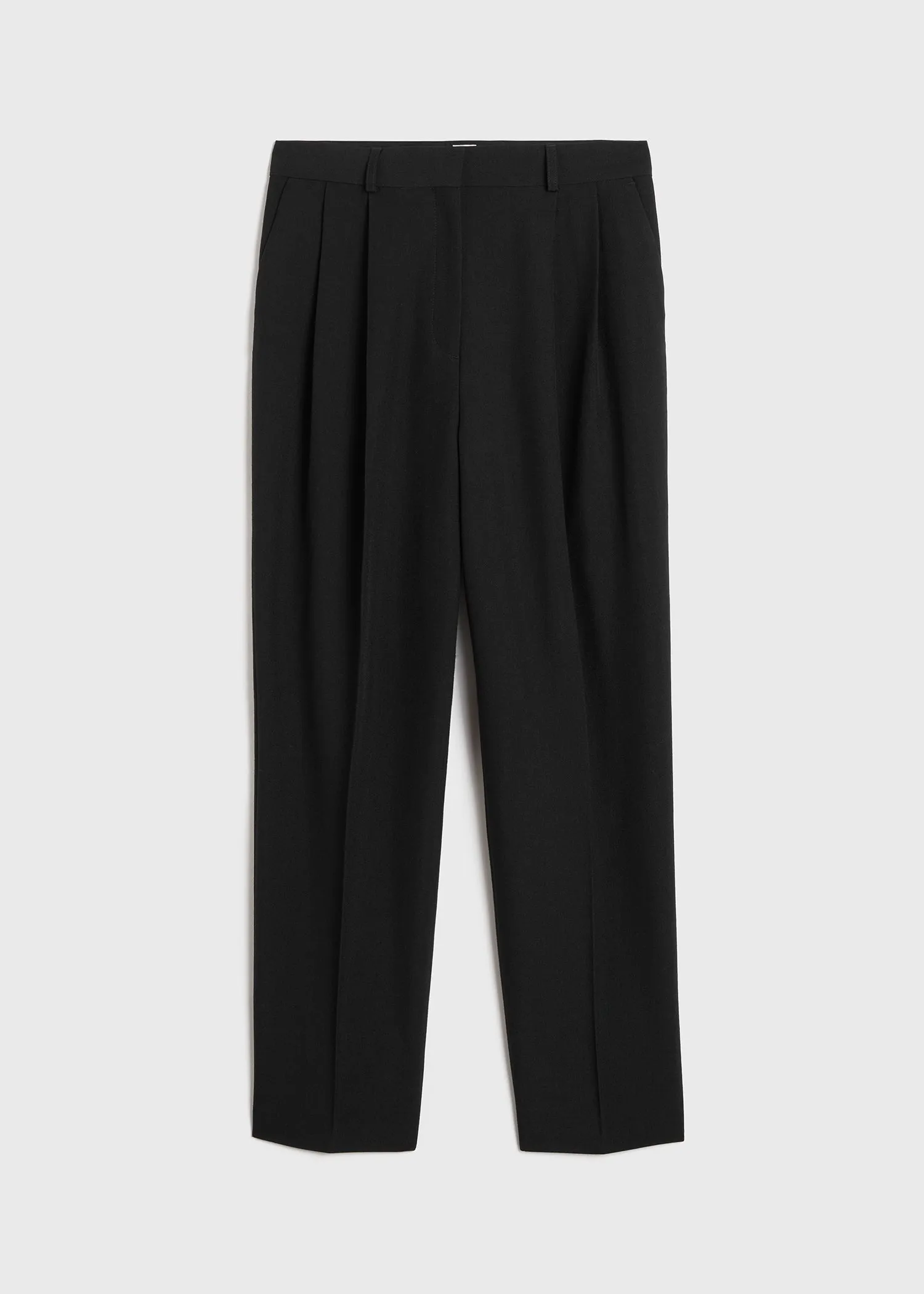 Double-pleated tailored trousers black