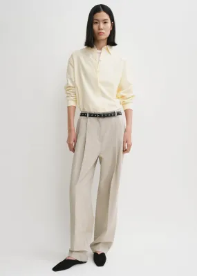 Double-pleated tailored trousers sand